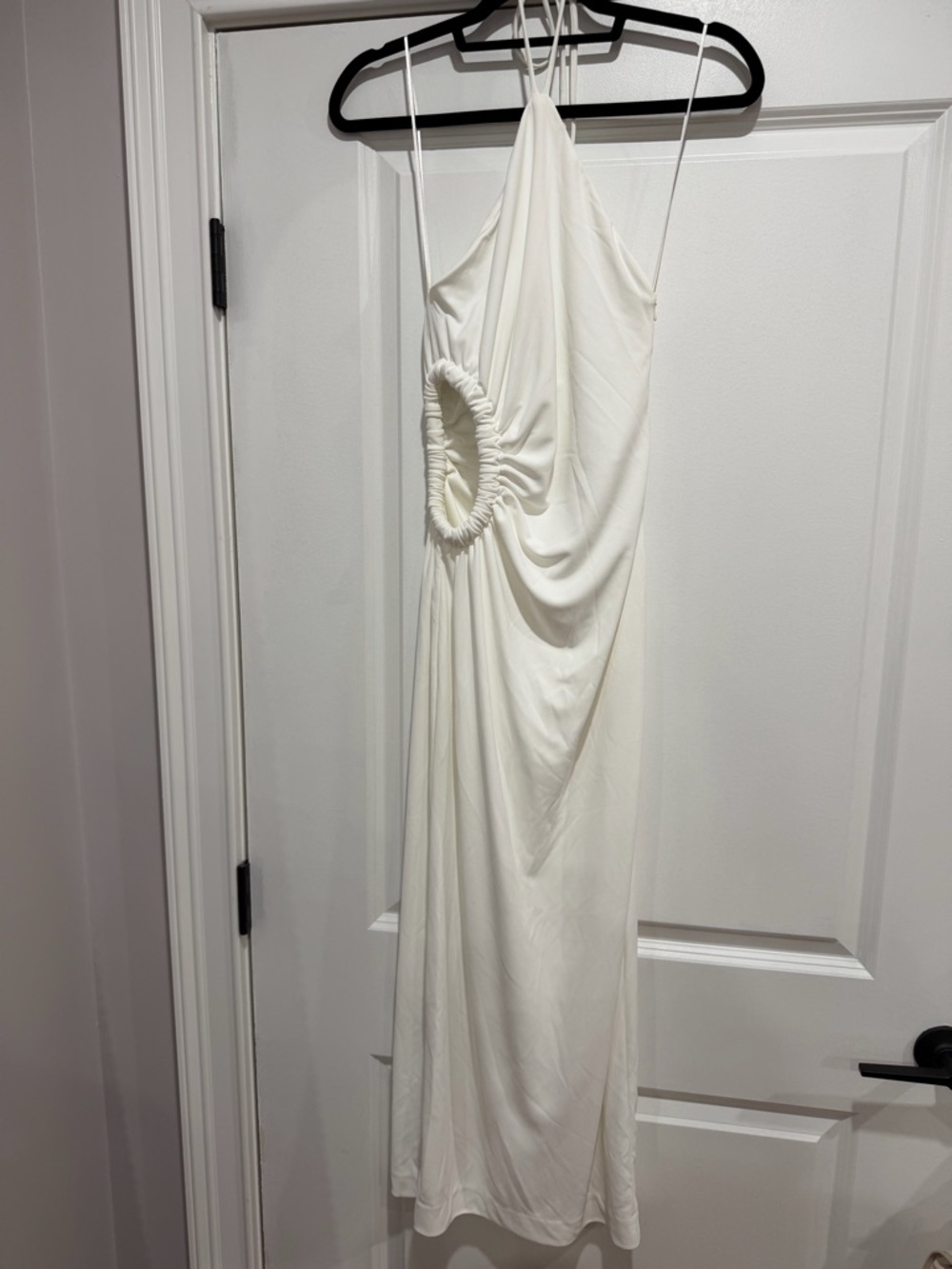 Zara white Halter Dress with Ruched Side Ring